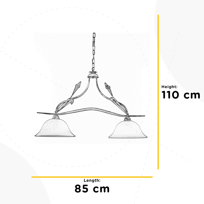 ONLI - Kattokruunu ketjussa LUCREZIA 2xE27/22W/230V kerma