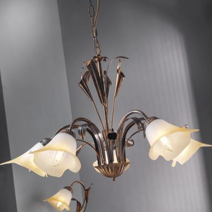 ONLI - Kattokruunu ketjussa LUCREZIA 5xE14/6W/230V pronssi
