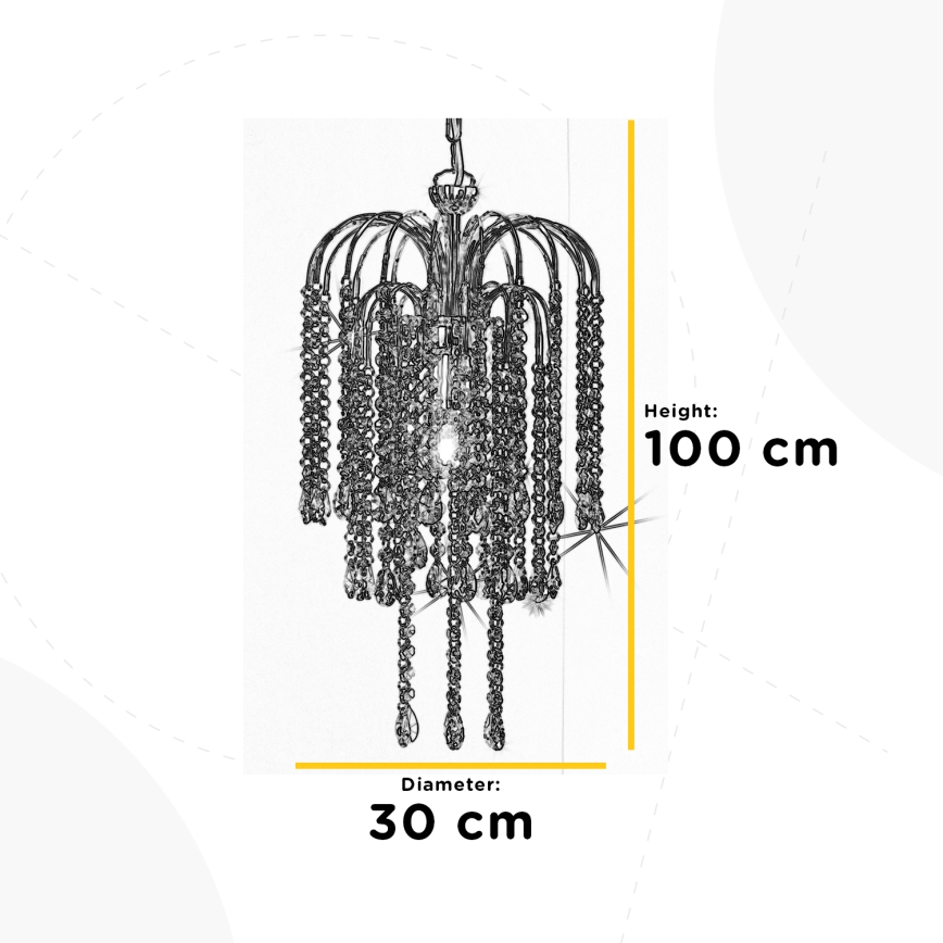 ONLI - Kattokruunu ketjussa PIOGGIA 1xE27/22W/230V kiiltävä kromi