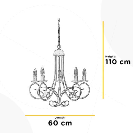 ONLI - Kattokruunu ketjussa POMPEI 5xE14/6W/320V kerma