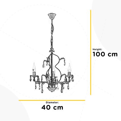 ONLI - Kattokruunu ketjussa TERESA 3xE14/6W/230V pronssi