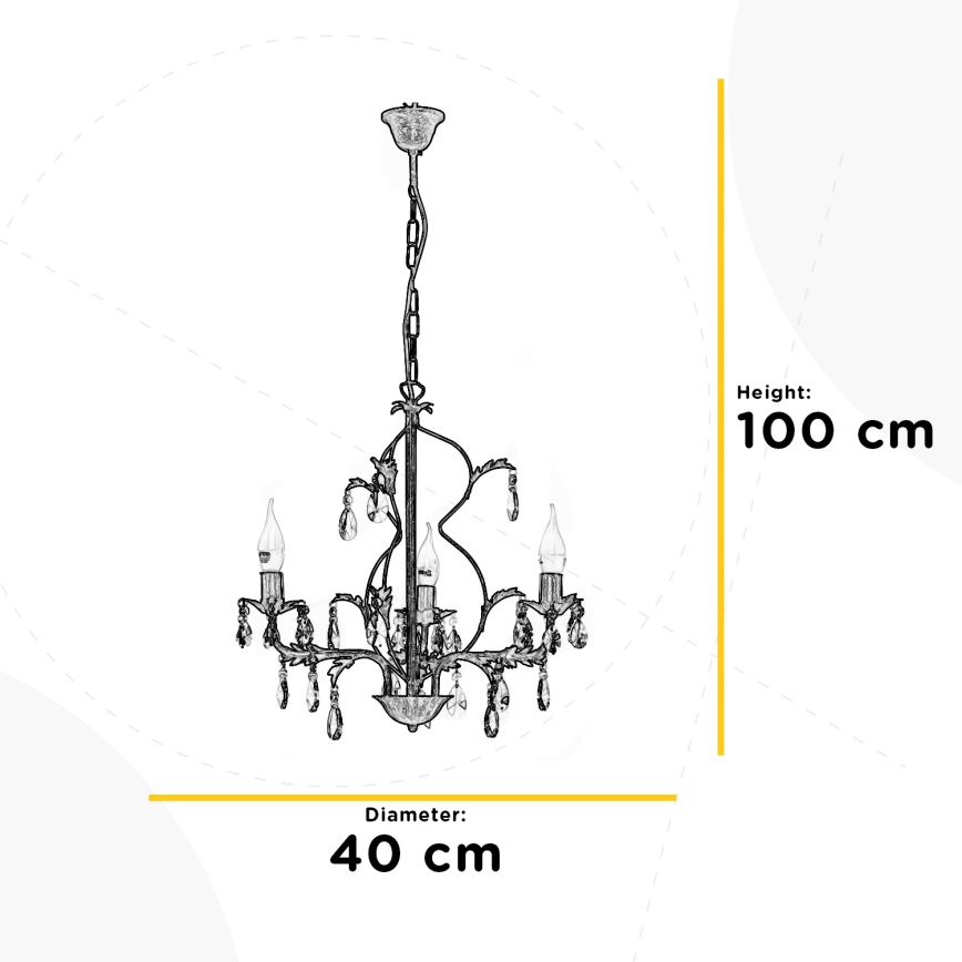 ONLI - Kattokruunu ketjussa TERESA 3xE14/6W/230V pronssi