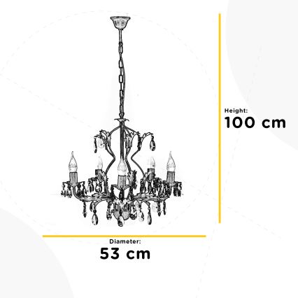 ONLI - Kattokruunu ketjussa TERESA 5xE14/6W/230V pronssi