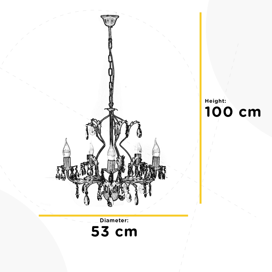 ONLI - Kattokruunu ketjussa TERESA 5xE14/6W/230V pronssi