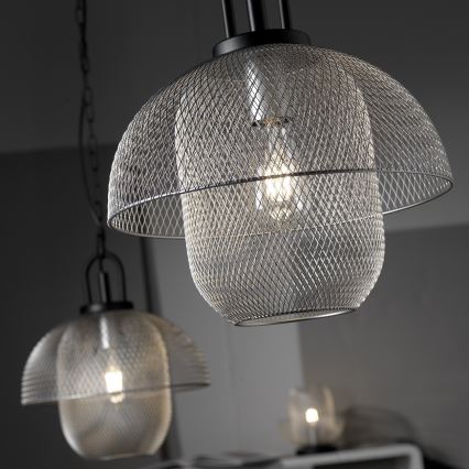 ONLI - Kattokruunu ketjussa ZAIR 1xE27/22W/230V musta/hopea