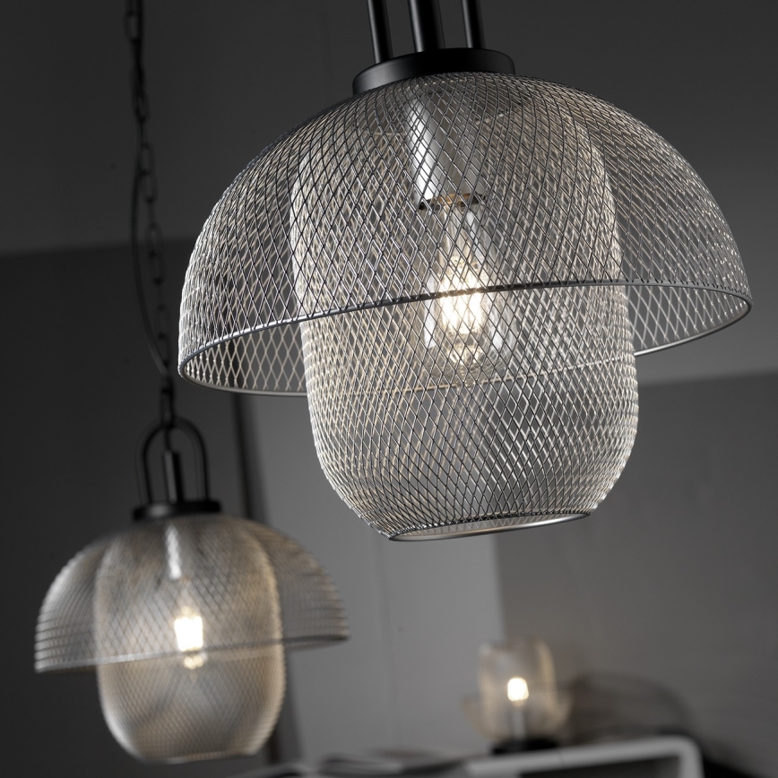 ONLI - Kattokruunu ketjussa ZAIR 1xE27/22W/230V musta/hopea