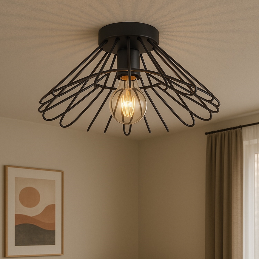 ONLI - Kattovalo DUCCIO 1xE27/22W/230V halkaisija 60 cm musta