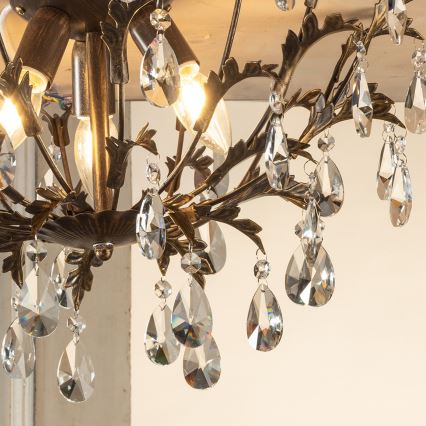 ONLI - Katto­valaisin TERESA 3xE14/6W/230V pronssinvärinen