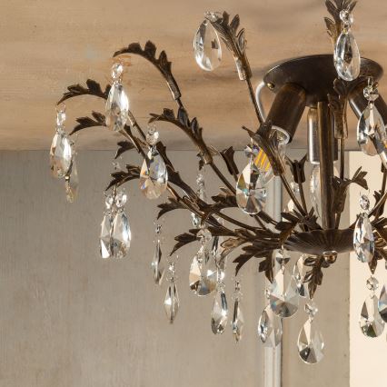 ONLI - Katto­valaisin TERESA 3xE14/6W/230V pronssinvärinen