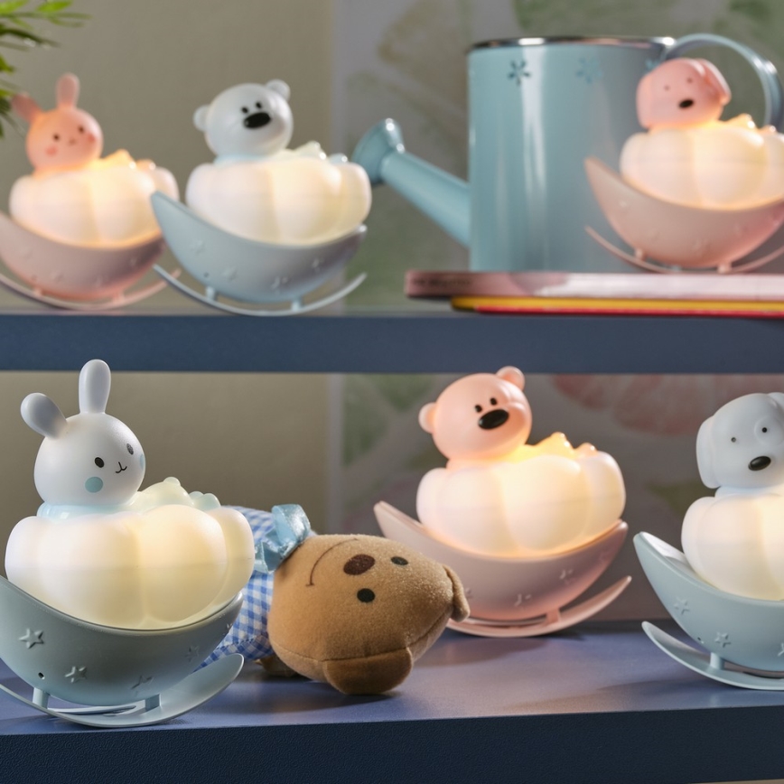 ONLI - Ladattava LED-lastenyövalo NUVOLINA LED/2,5W/5V 300 mAh koira/sininen