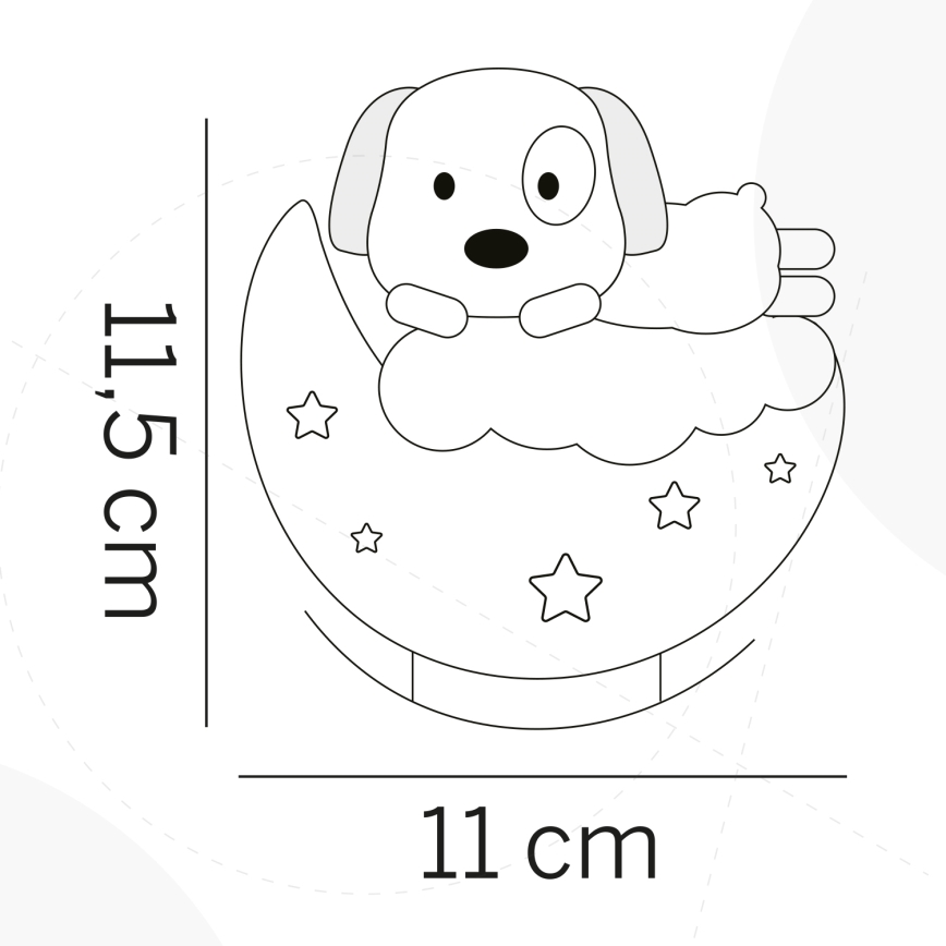 ONLI - Ladattava LED-lastenyövalo NUVOLINA LED/2,5W/5V 300 mAh koira/sininen