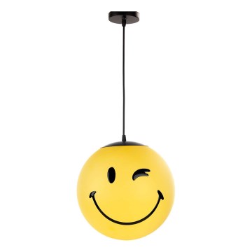ONLI - Lasten riippuvalaisin johdolla SMILEY 1xE27/15W/230V keltainen
