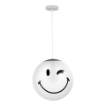 ONLI - Lasten riippuvalaisin vaijerilla SMILEY 1xE27/15W/230V valkoinen