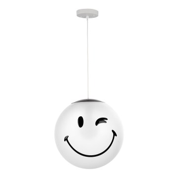 ONLI - Lasten riippuvalaisin vaijerilla SMILEY 1xE27/15W/230V valkoinen
