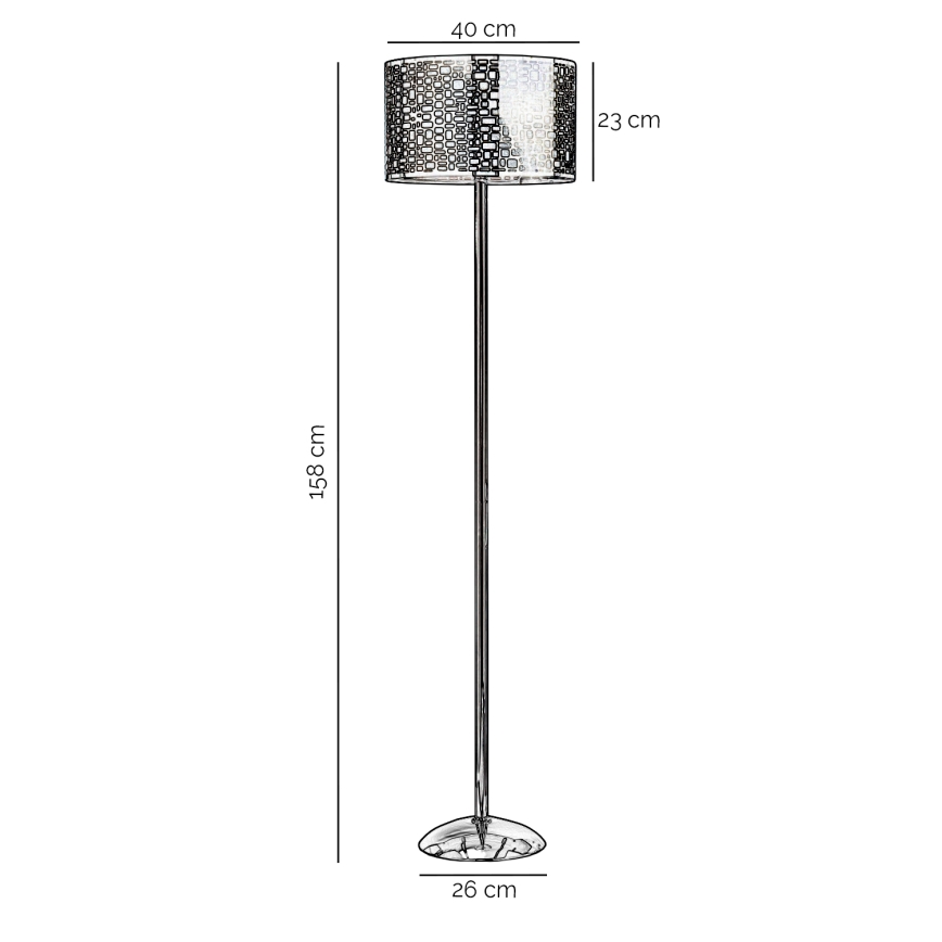 ONLI - Lattialamppu BRUCE 1xE27/15W/230V mattakromi