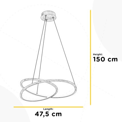 ONLI - LED-kattokruunu johdossa LIBERTY LED/30W/230V 4000K kulta