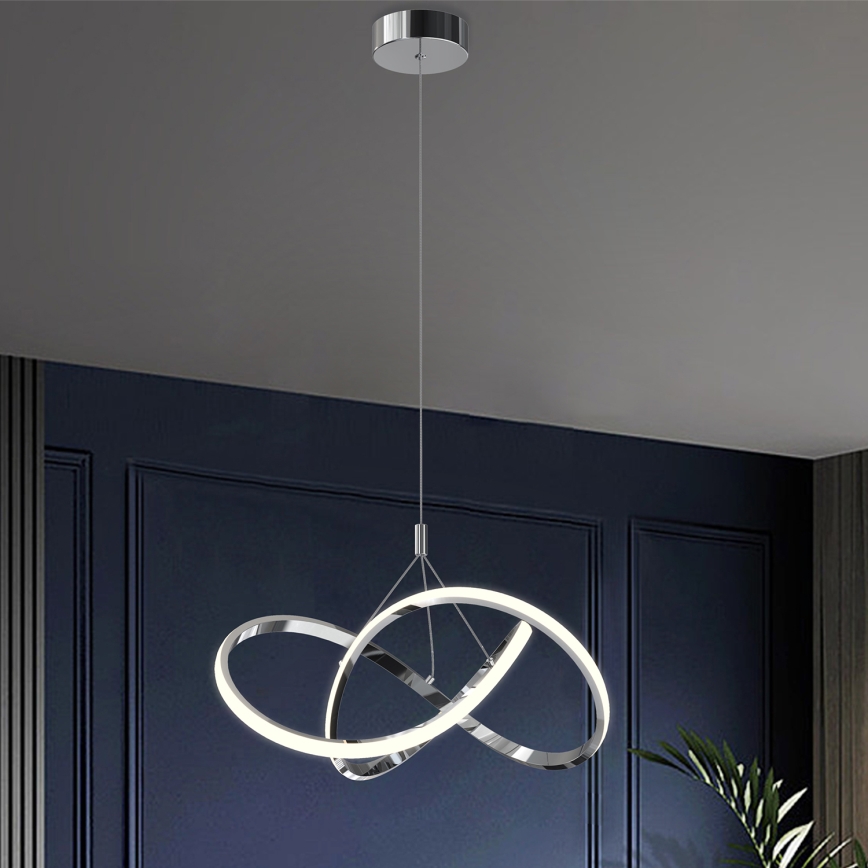 ONLI - LED-kattokruunu johdossa LOOP LED/40W/230V 4000K kiiltävä kromi