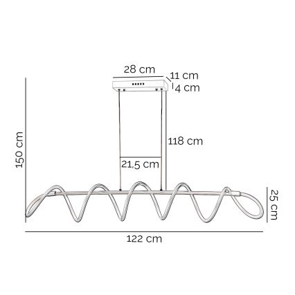 ONLI - LED-kattokruunu johdossa SPIRALE LED/72W/230V 3000K valkoinen