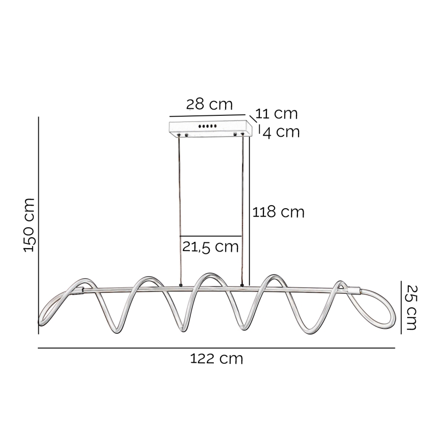 ONLI - LED-kattokruunu johdossa SPIRALE LED/72W/230V 3000K valkoinen