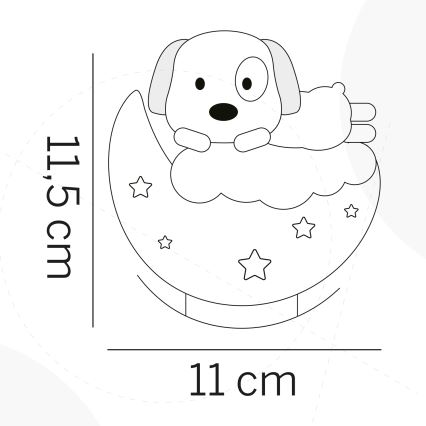 ONLI - LED-ladattava lasten yövalo NUVOLINA LED/2,5W/5V 300 mAh koira/vaaleanpunainen