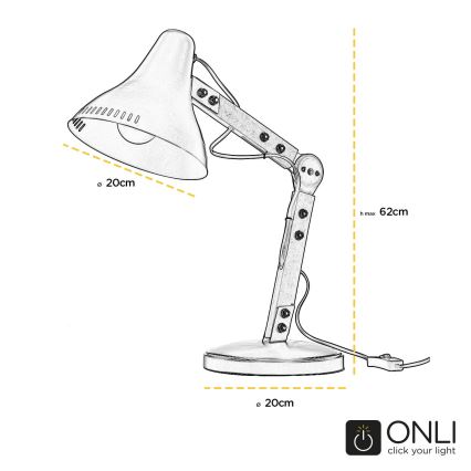 ONLI - Pöytävalaisin ARCHITETTO 1xE27/22W/230V 62 cm harmaa/ruskea