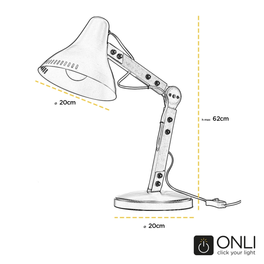 ONLI - Pöytävalaisin ARCHITETTO 1xE27/22W/230V 62 cm harmaa/ruskea