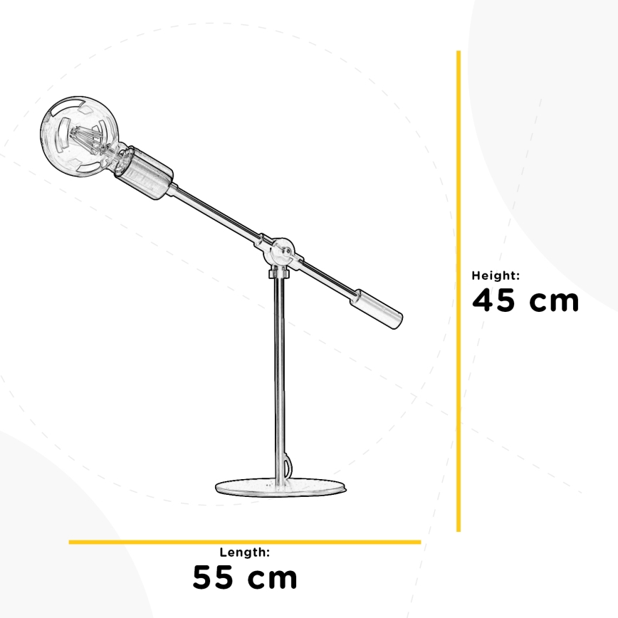 ONLI - Pöytävalaisin ASTE 1xE27/15W/230V 45 cm musta/kulta