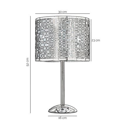ONLI - Pöytävalaisin BRUCE 1xE27/15W/230V 53 cm mattakromi