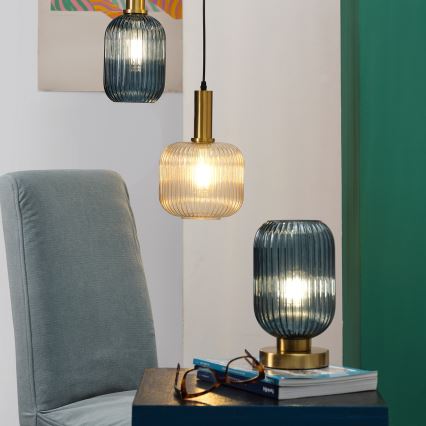ONLI - Pöytävalaisin DOROTY 1xE27/22W/230V sininen/kulta