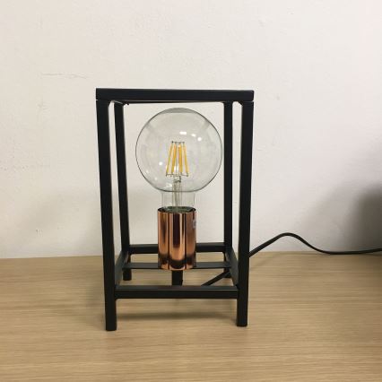 ONLI - Pöytävalaisin FLOKI 1xE27/15W/230V 20 cm musta/kupari