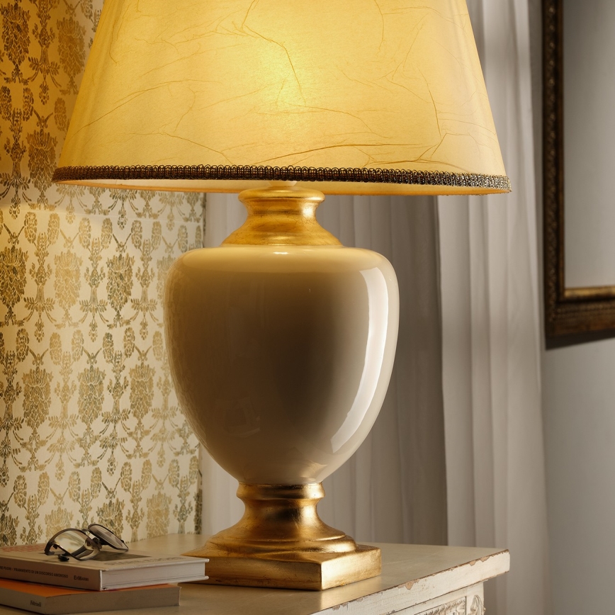 ONLI - Pöytävalaisin MOZART 1xE27/22W/230V beige/kulta 75 cm