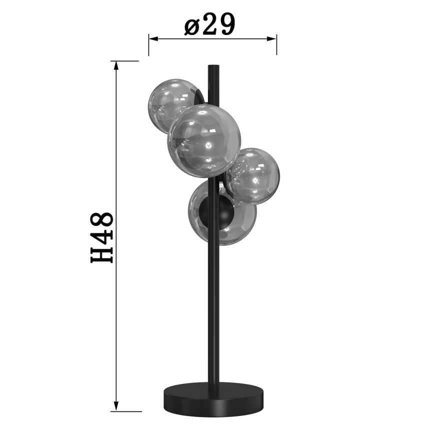 ONLI - Pöytävalaisin PALOMA 4xG9/10W/230V 48 cm musta/savuinen