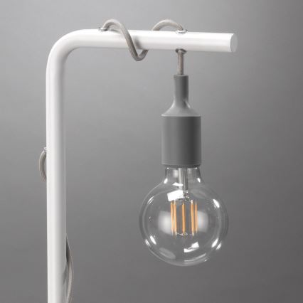 ONLI - Pöytävalaisin WIRE 1xE27/15W/230V 50 cm harmaa/valkoinen