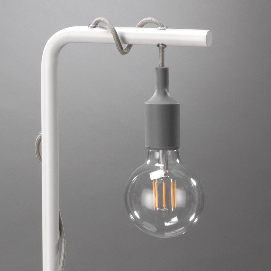 ONLI - Pöytävalaisin WIRE 1xE27/15W/230V 50 cm harmaa/valkoinen