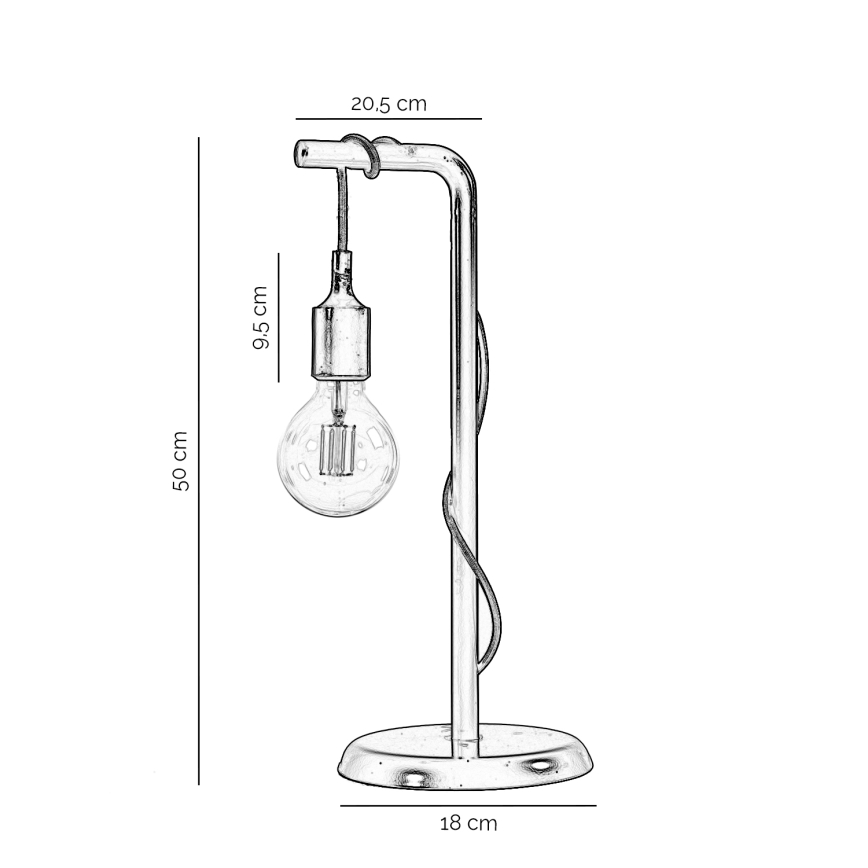 ONLI - Pöytävalaisin WIRE 1xE27/15W/230V 50 cm musta
