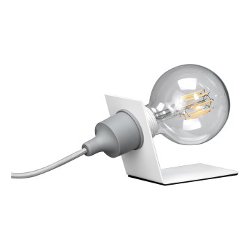 ONLI - Pöytävalaisin WIRE 1xE27/15W/230V 9 cm harmaa/valkoinen