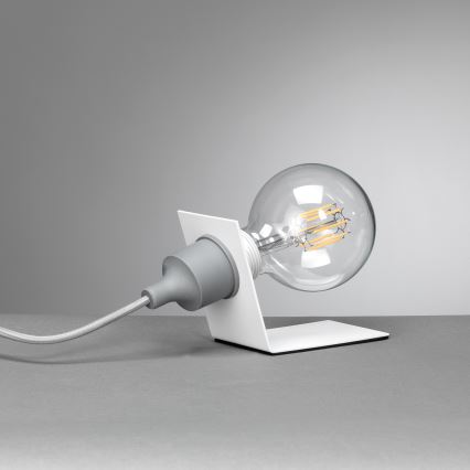 ONLI - Pöytävalaisin WIRE 1xE27/15W/230V 9 cm harmaa/valkoinen
