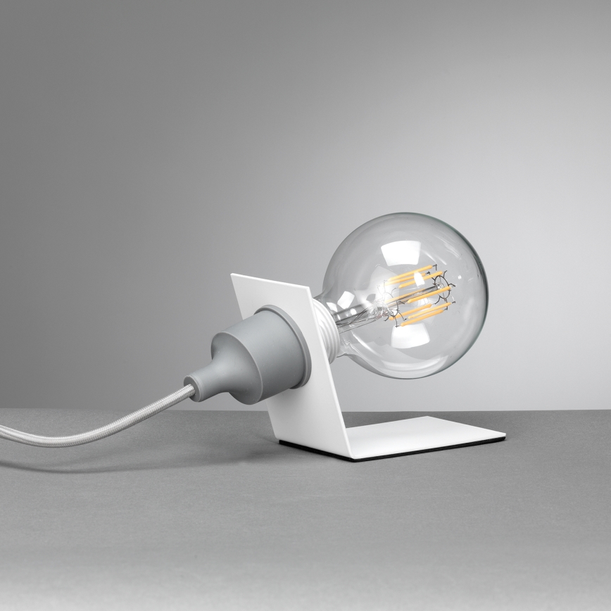 ONLI - Pöytävalaisin WIRE 1xE27/15W/230V 9 cm harmaa/valkoinen