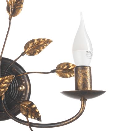 ONLI - Seinävalaisin COLLANA 1xE14/6W/230V pronssi/kulta