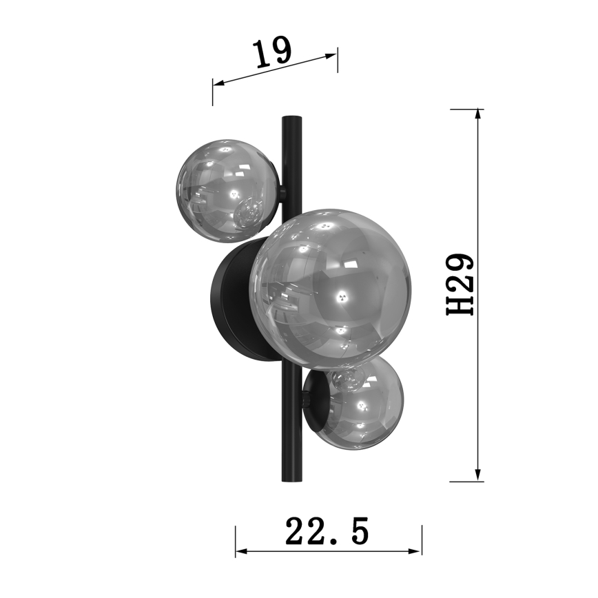 ONLI - Seinävalaisin PALOMA 3xG9/10W/230V musta/savuinen