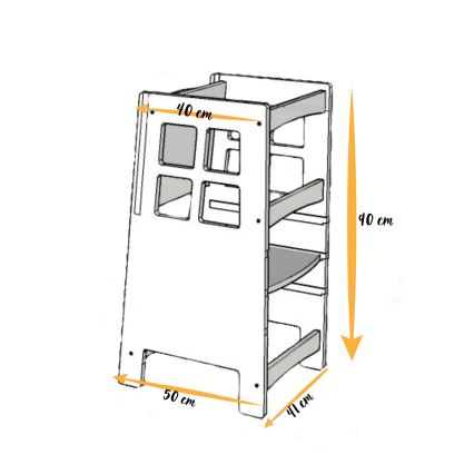 Oppimistorni KULE 90x50 cm ruskea/valkoinen