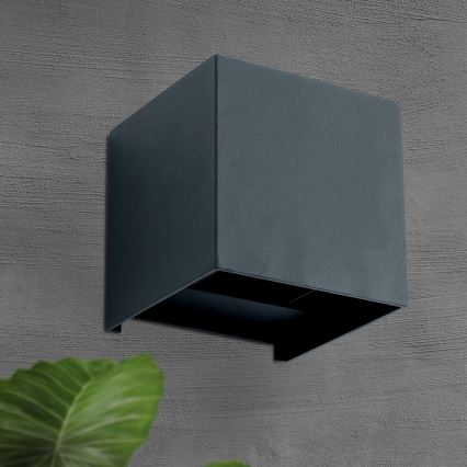 LED-ulkoseinävalaisin CUBE 2xLED/3W/230V IP54 antrasiitti