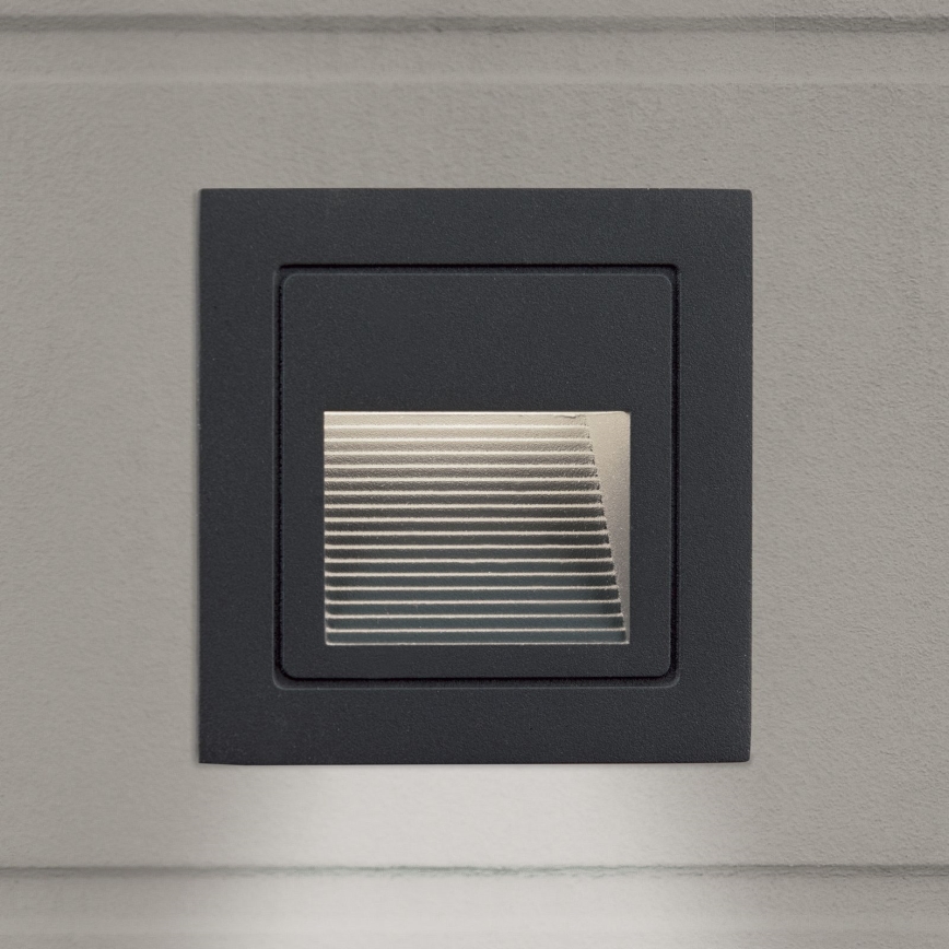 LED Sisäänrakennettu valo LORO LED/2W/230V IP65 antrasiitti