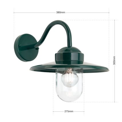Ulkoseinävalaisin EDWARD 1xE27/60W/230V IP44 vihreä