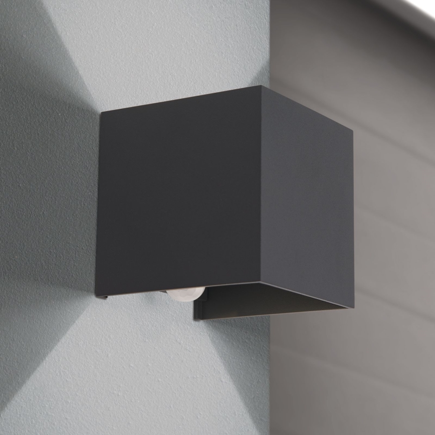 LED Ulkoseinävalaisin liike- ja hämärätunnistimella CUBE-S LED/13W/230V IP54 antrasiitti
