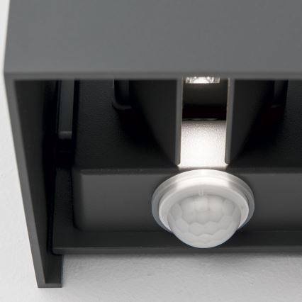 LED Ulkoseinävalaisin liike- ja hämärätunnistimella CUBE-S LED/13W/230V IP54 antrasiitti