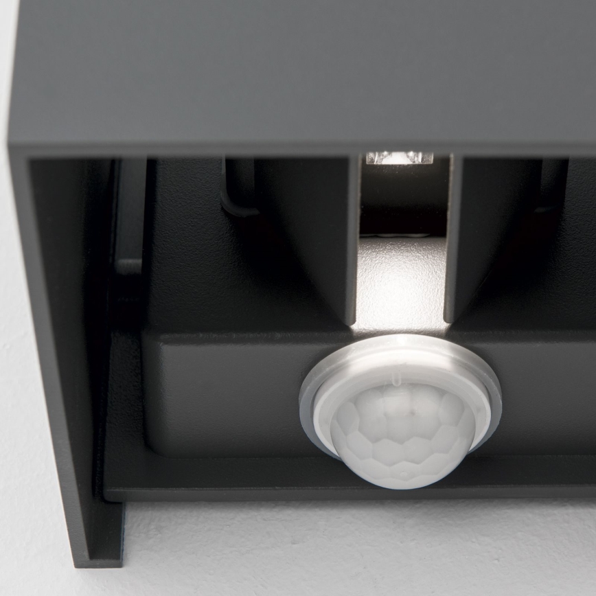 LED Ulkoseinävalaisin liike- ja hämärätunnistimella CUBE-S LED/13W/230V IP54 antrasiitti