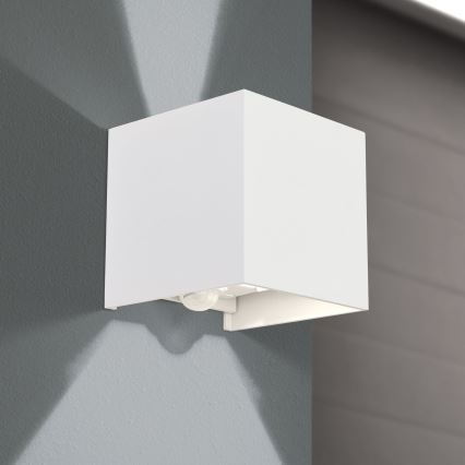 LED Ulkoseinävalaisin liike- ja hämärätunnistimella CUBE-S LED/13W/230V IP54 valkoinen