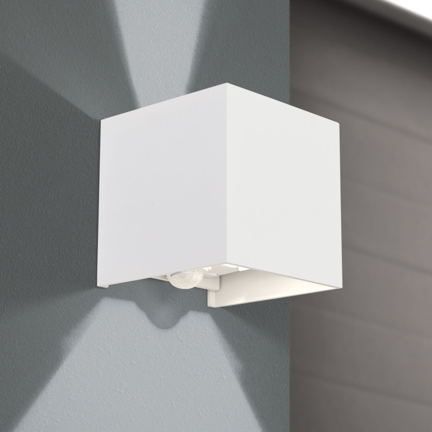 LED Ulkoseinävalaisin liike- ja hämärätunnistimella CUBE-S LED/13W/230V IP54 valkoinen