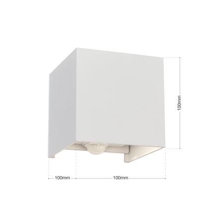 LED Ulkoseinävalaisin liike- ja hämärätunnistimella CUBE-S LED/13W/230V IP54 valkoinen